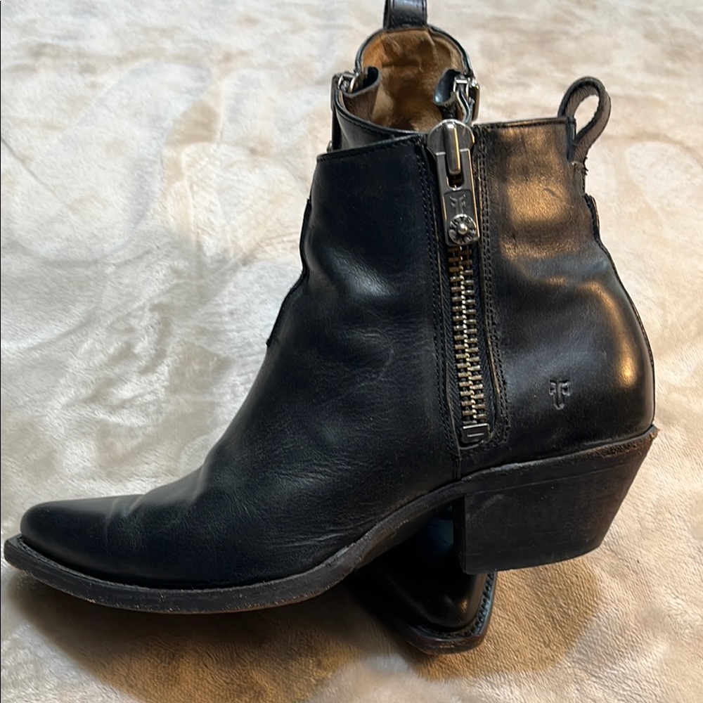 Frye Black Ankle Boots Western Style